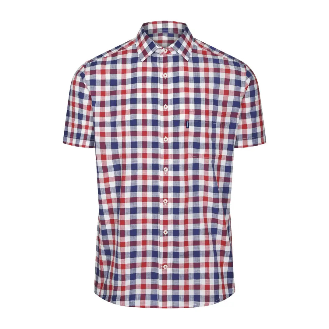 Champion Holkham Short Sleeve Shirt in a stylish red, white, and blue checkered pattern