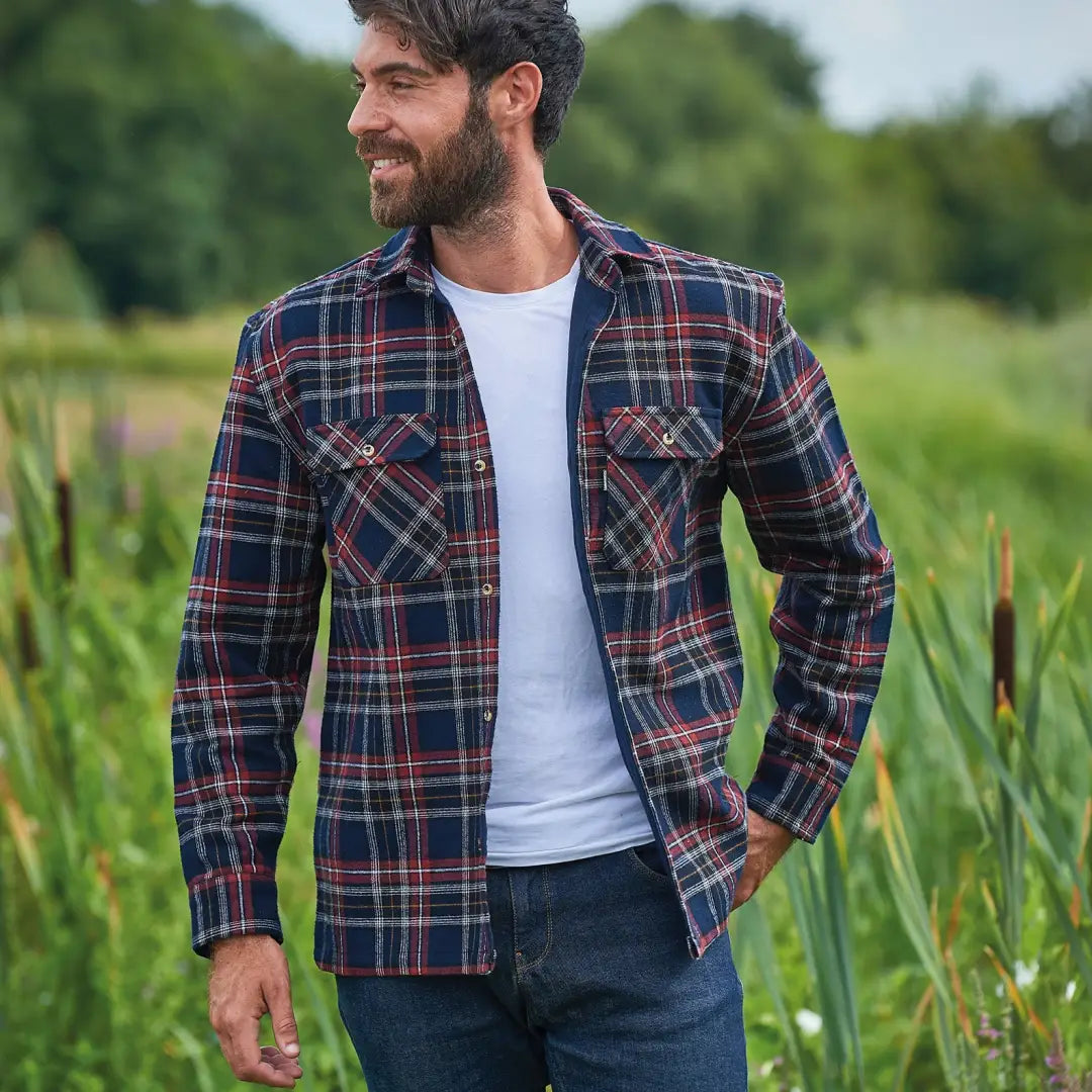 Plaid flannel Champion Kenmore Overshirt with cotton lining for added warmth