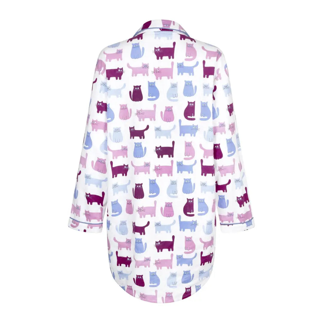 Cozy Champion Ladies Paris Nightshirt with cute cat pattern and long sleeves