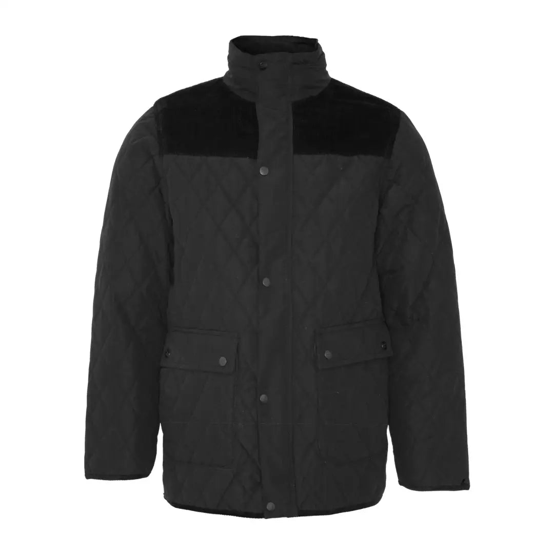 Dark gray Champion Lewis Quilted Jacket with black shoulder panels and pockets