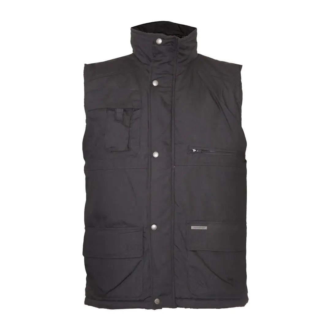 Black Champion Peak Bodywarmer with pockets and high collar for ultimate style and comfort