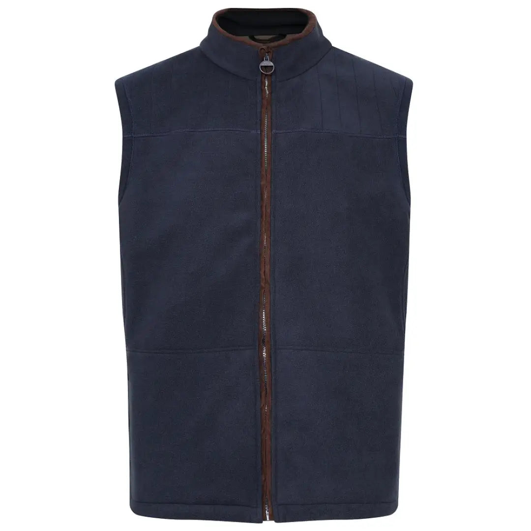 Navy blue sleeveless vest with brown zipper from Champion Portree Men’s Fleece Gilet