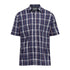 Navy blue and white short sleeved Champion Whitby shirt with plaid pattern