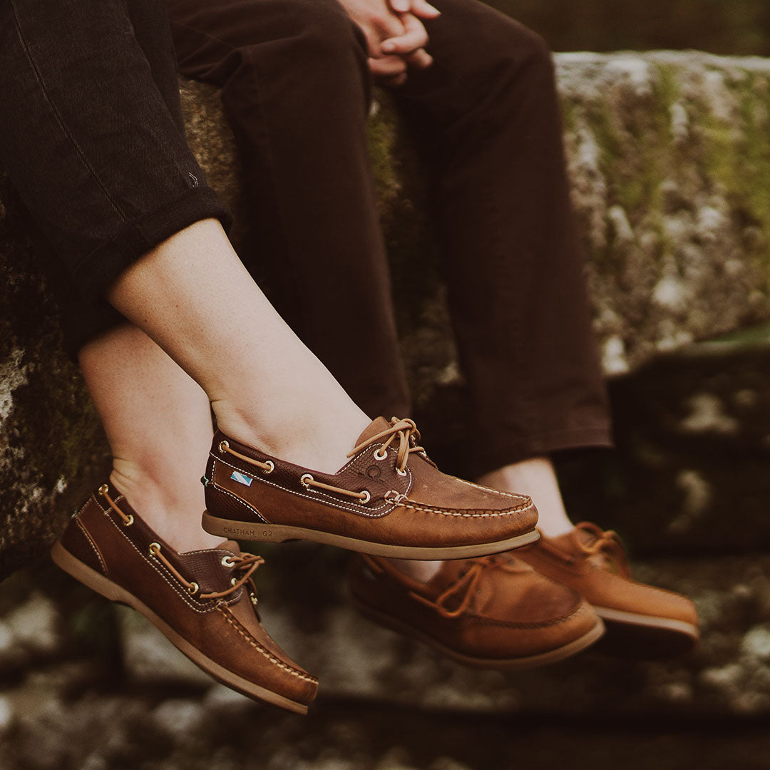 Brown leather boat shoes from Chatham Deck Lady II G2 with unrivalled British-designed lace