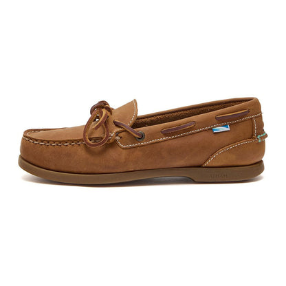 Brown leather boat shoe from Chatham Olivia Lady G2 premium nubuck deck shoes