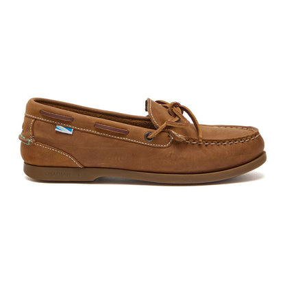 Brown leather boat shoe Chatham Olivia Lady G2 premium nubuck slip-on deck shoe