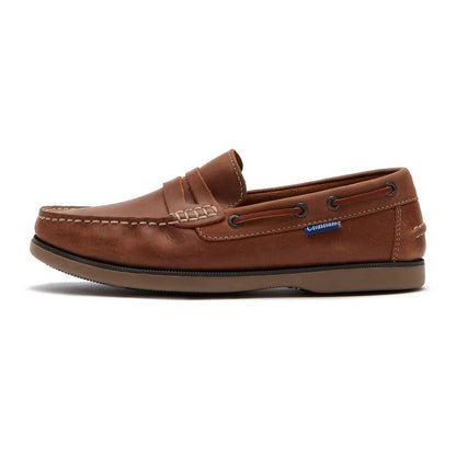 Brown leather penny loafers for country clothing, perfect for hunting and outdoors adventures