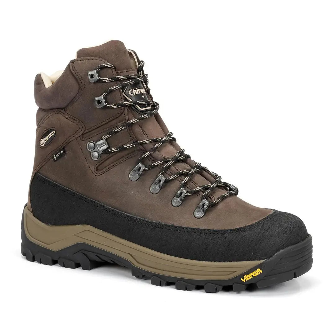 Rugged brown Chiruca Calibre Bandeleta Gore-Tex boot with black rubber sole