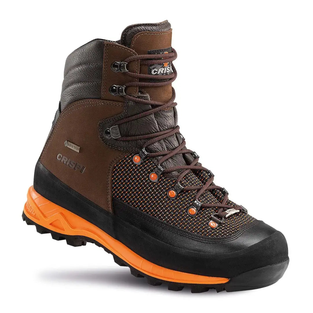 Rugged Crispi Track GTX Boots in brown leather, perfect for country clothing and outdoor adventures