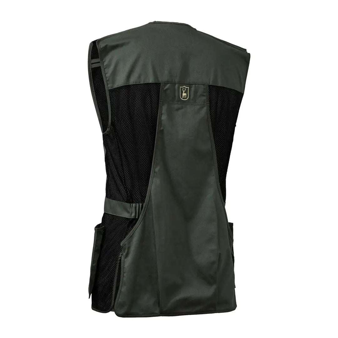 Dark green and black Deerhunter Atlas Mesh Shooting Waistcoat with pockets and mesh panels