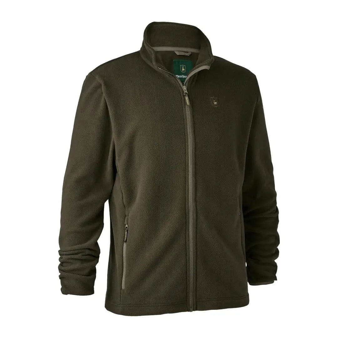 Dark green Deerhunter Chasse Fleece jacket with zipper and stand-up collar