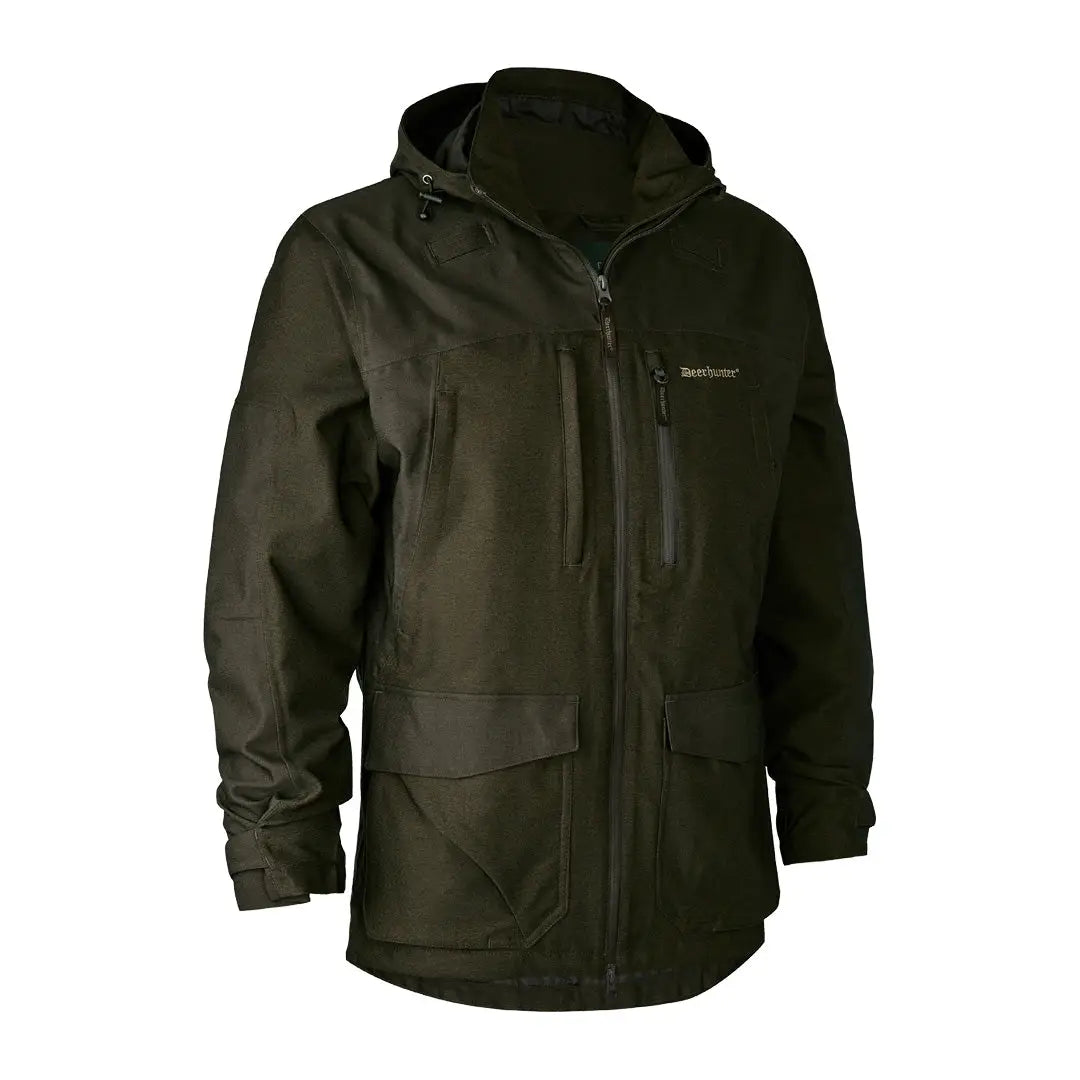 Dark green Deerhunter Chasse Jacket with zippered pockets for waterproof protection