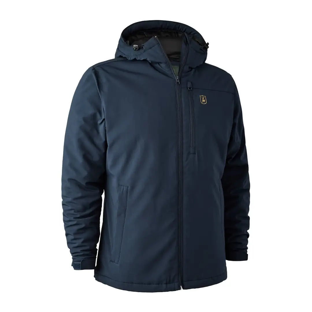 Navy blue Deerhunter Denver Winter Jacket with a zipper and logo on the chest