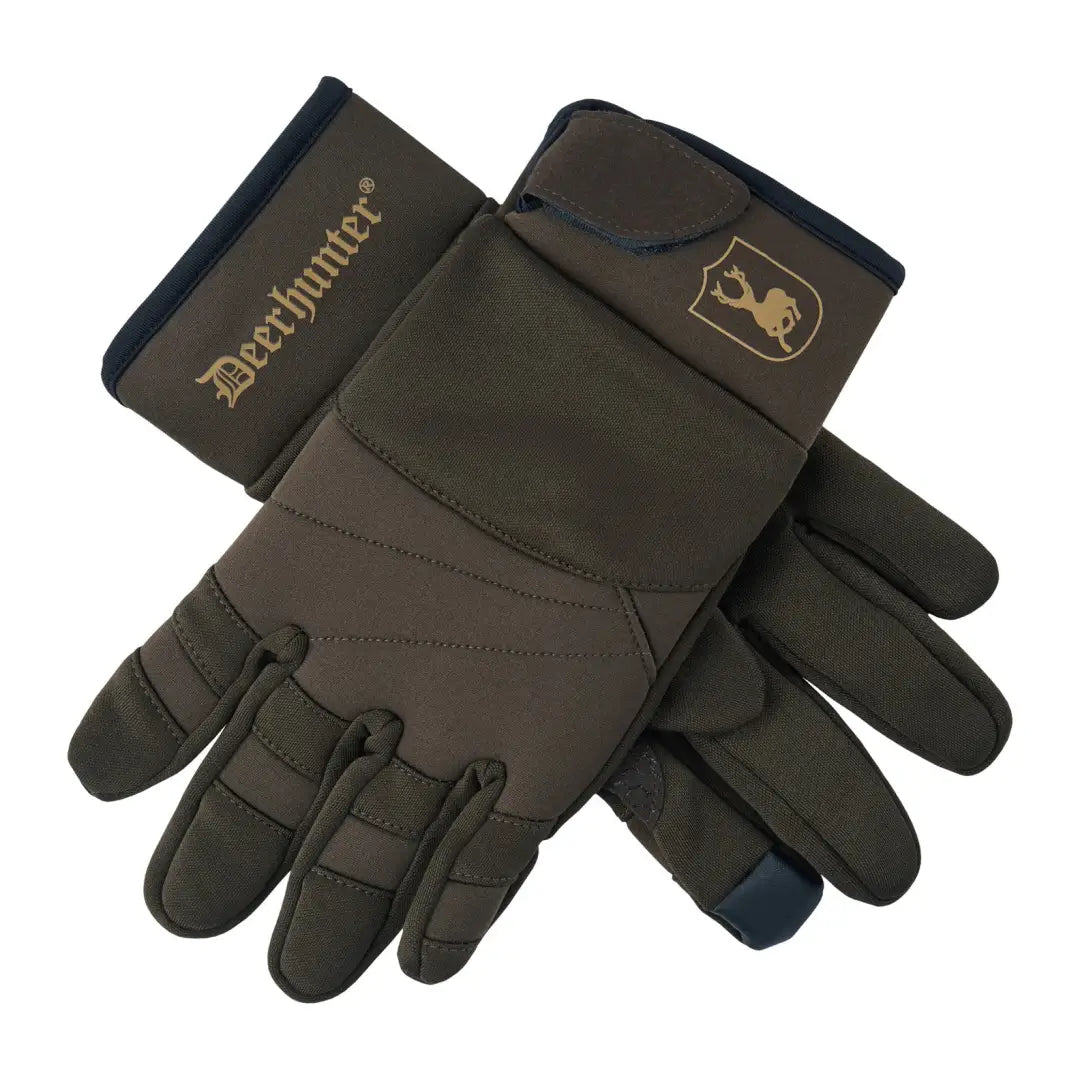 Dark brown Deerhunter Discover Gloves made from tech fabric with a point finger design