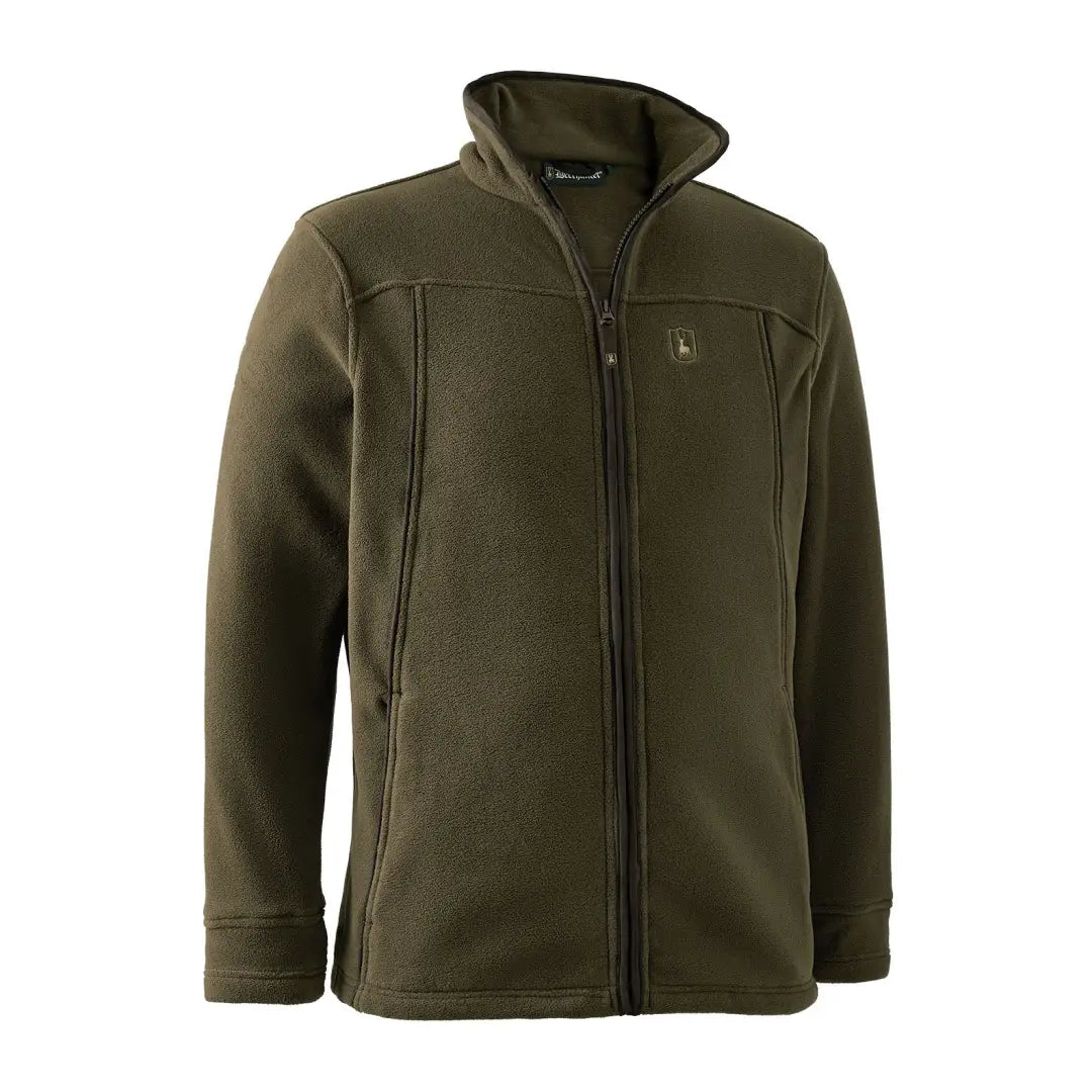 Olive green Eagle Fleece Jacket with full-length zipper and stand-up collar