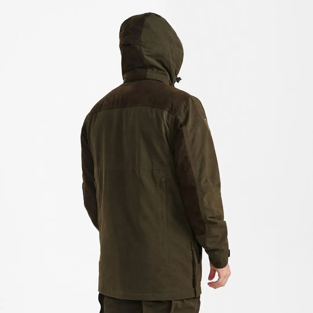 Dark green hooded Deerhunter Eagle Jacket perfect for active hunts in tough weather conditions