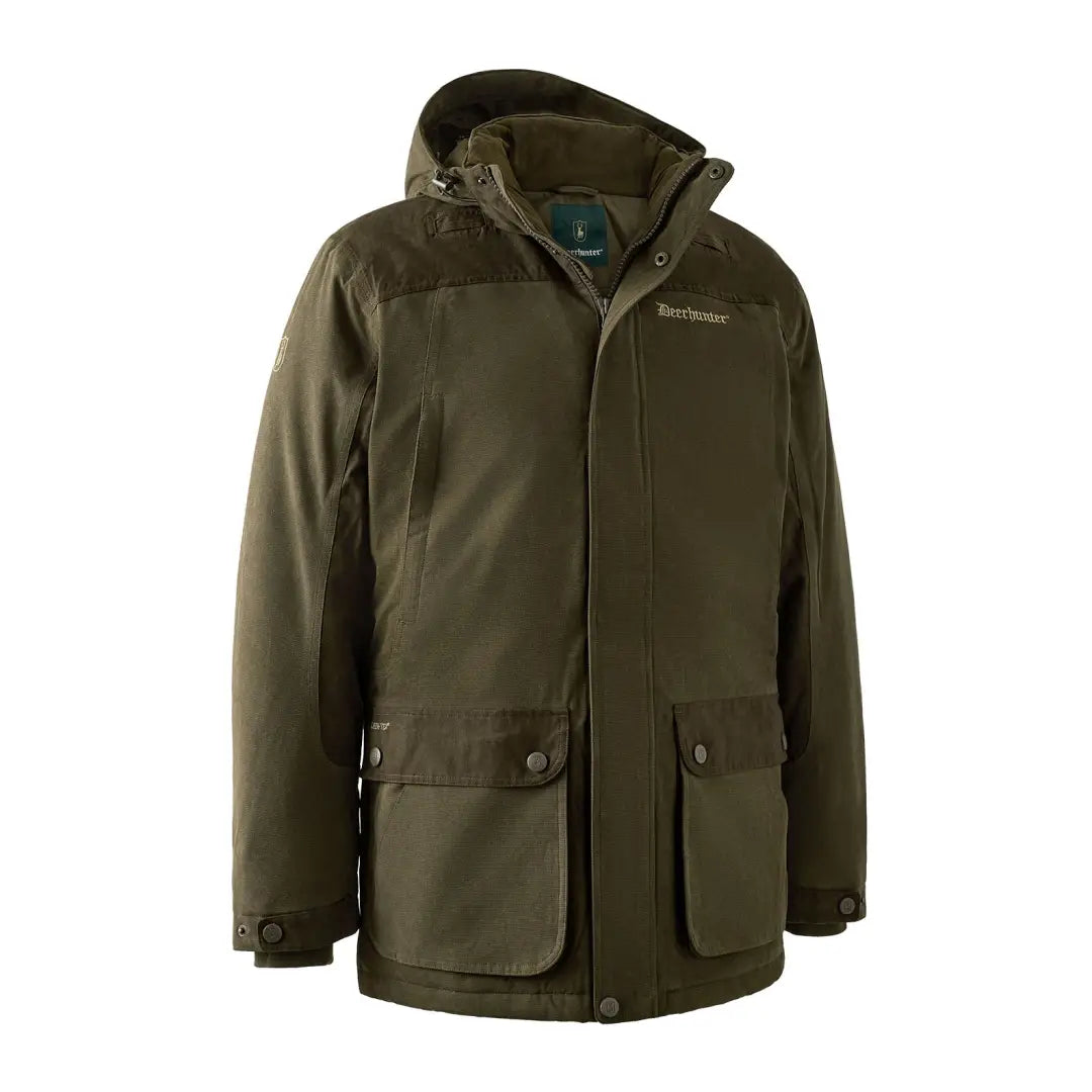 Olive green Eagle Winter Jacket, waterproof with pockets and high collar for hunting