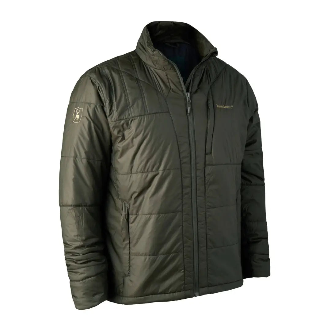 Olive green Deerhunter Heat Jacket with pockets and high collar for winter warmth