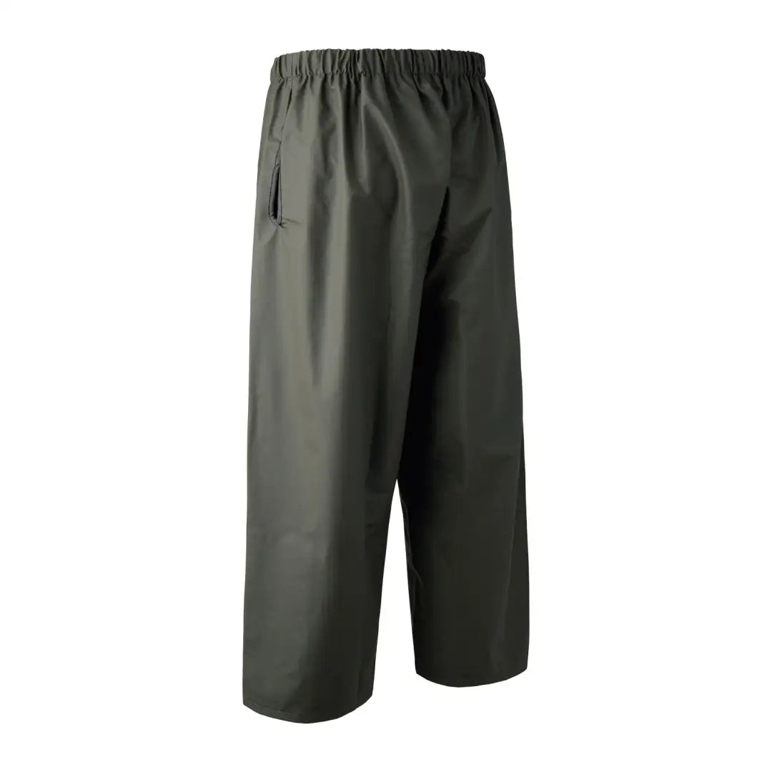 Dark green waterproof Deerhunter Hurricane Pull-over Trousers with elastic waistband