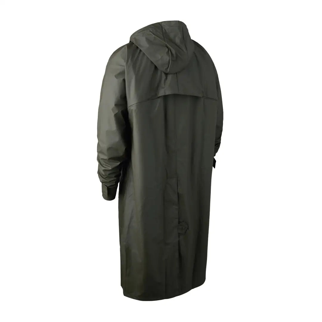 Long dark green Deerhunter Hurricane Raincoat with high collar and cape overlay