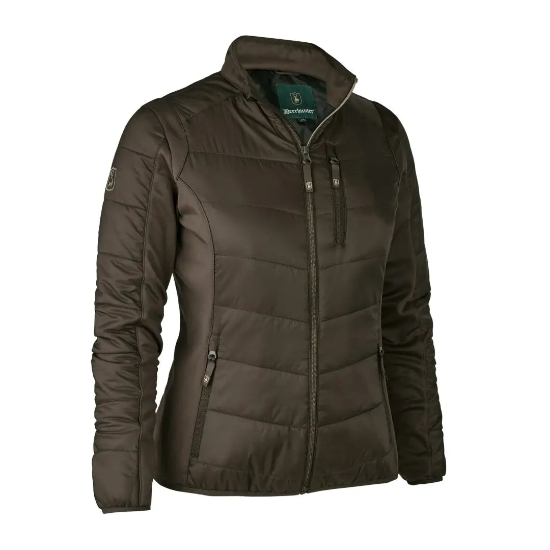 Brown quilted Deerhunter Lady Heat Padded Jacket with full-length zipper and collar