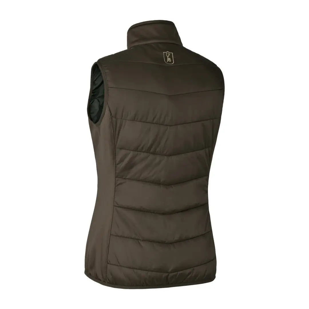 Dark green Deerhunter Lady Heat Padded Waistcoat with high collar and zipper closure