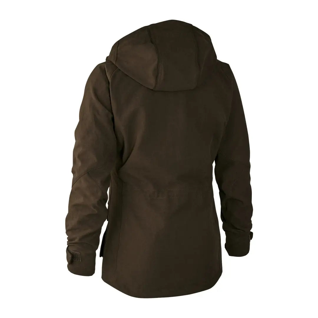 Dark brown hooded fleece jacket, perfect for cozying up in the Lady Mary Extreme