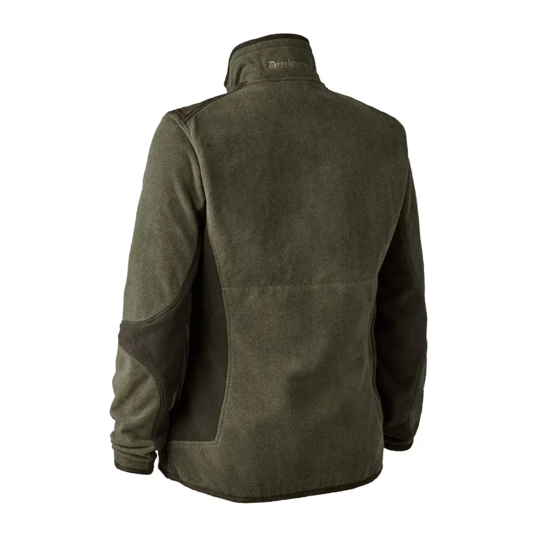 Olive green Deerhunter Lady Pam bonded fleece jacket with reinforced shoulders and high collar