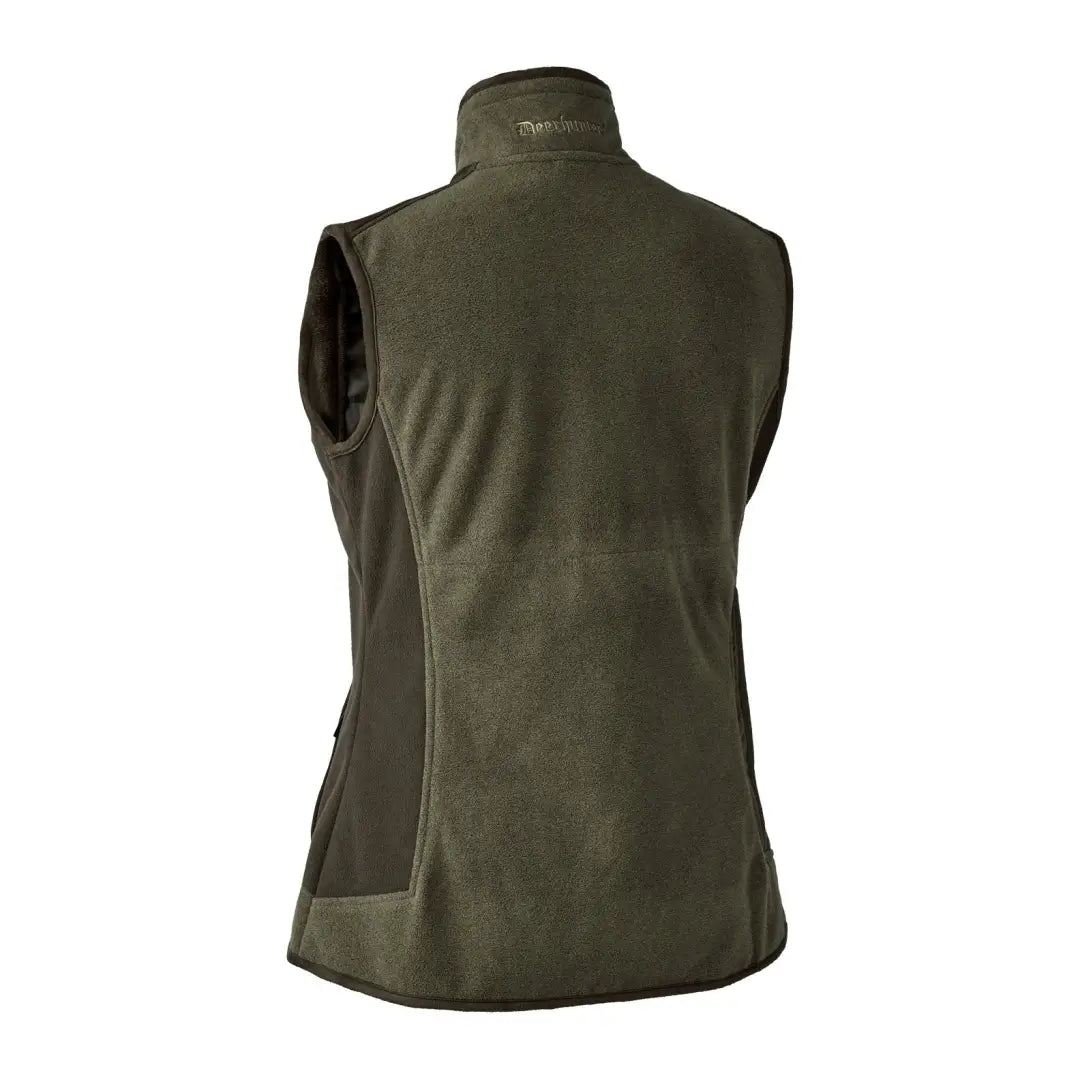 Olive green Deerhunter Lady Pam Bonded Fleece Waistcoat with high collar and side pockets