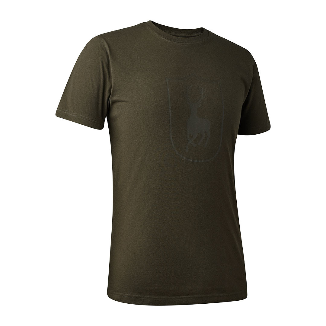 Olive green Deerhunter Logo T-shirt, perfect for country clothing and hunting adventures