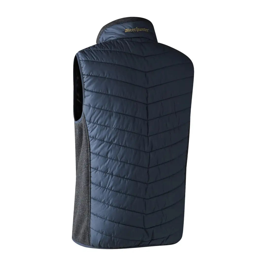 Navy blue Deerhunter Moor Padded Knitted Waistcoat with high collar and sleeveless design