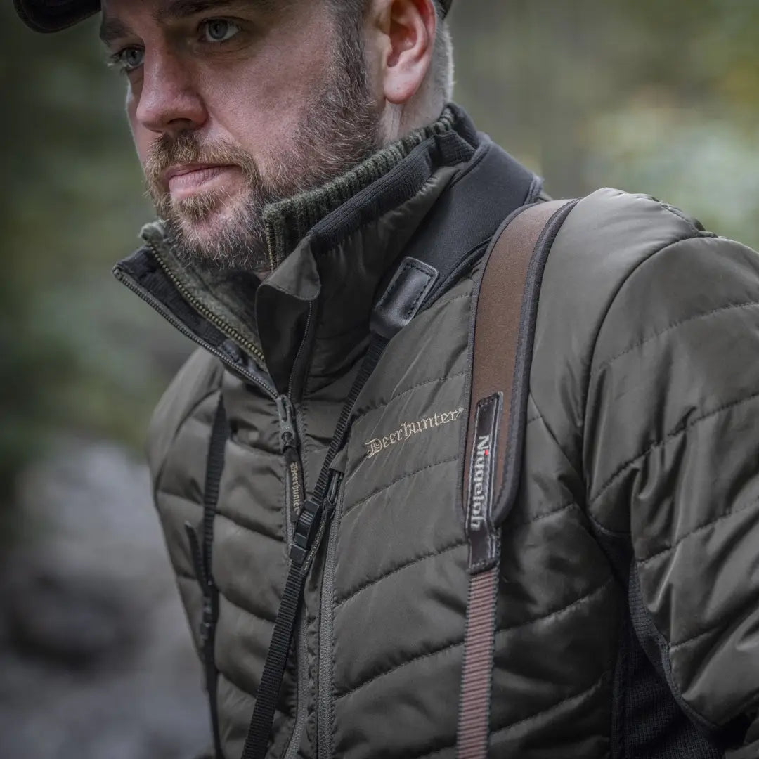 Bearded man in a Deerhunter Moor Padded Softshell Jacket, water resistant and cozy