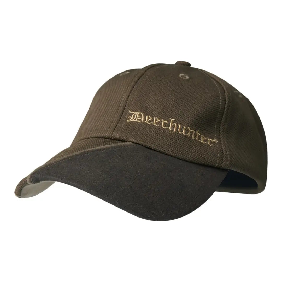 Brown Deerhunter Muflon Cap with embroidered logo, perfect for outdoor adventures