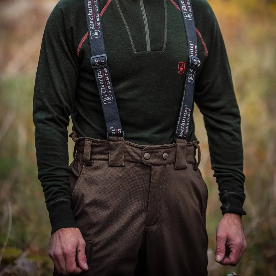 Suspenders of Disbelief over Deerhunter Muflon Trousers and a dark shirt