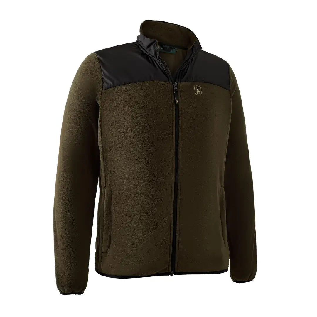 Dark green Northward Fleece Jacket with black shoulder panels and zipper