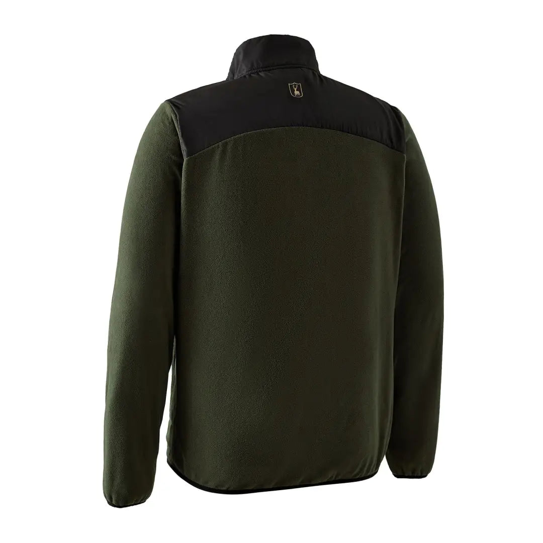 Dark green fleece jacket with black panels, perfect for country clothing and hunting