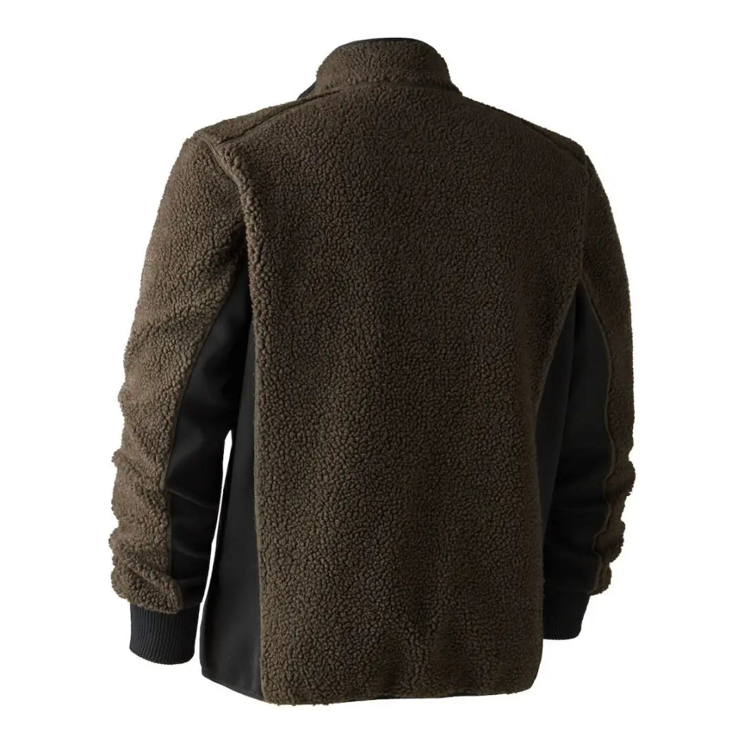 Dark brown Deerhunter Rogaland Fibre Pile Jacket with high collar and ribbed cuffs