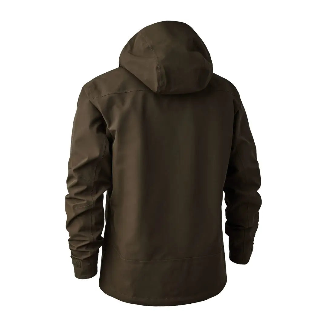 Dark brown Deerhunter Sarek Shell Jacket with hood and zipper closure