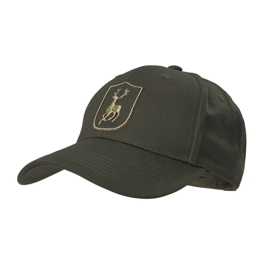 Dark green Deerhunter Shield Cap with embroidered logo patch for country clothing lovers