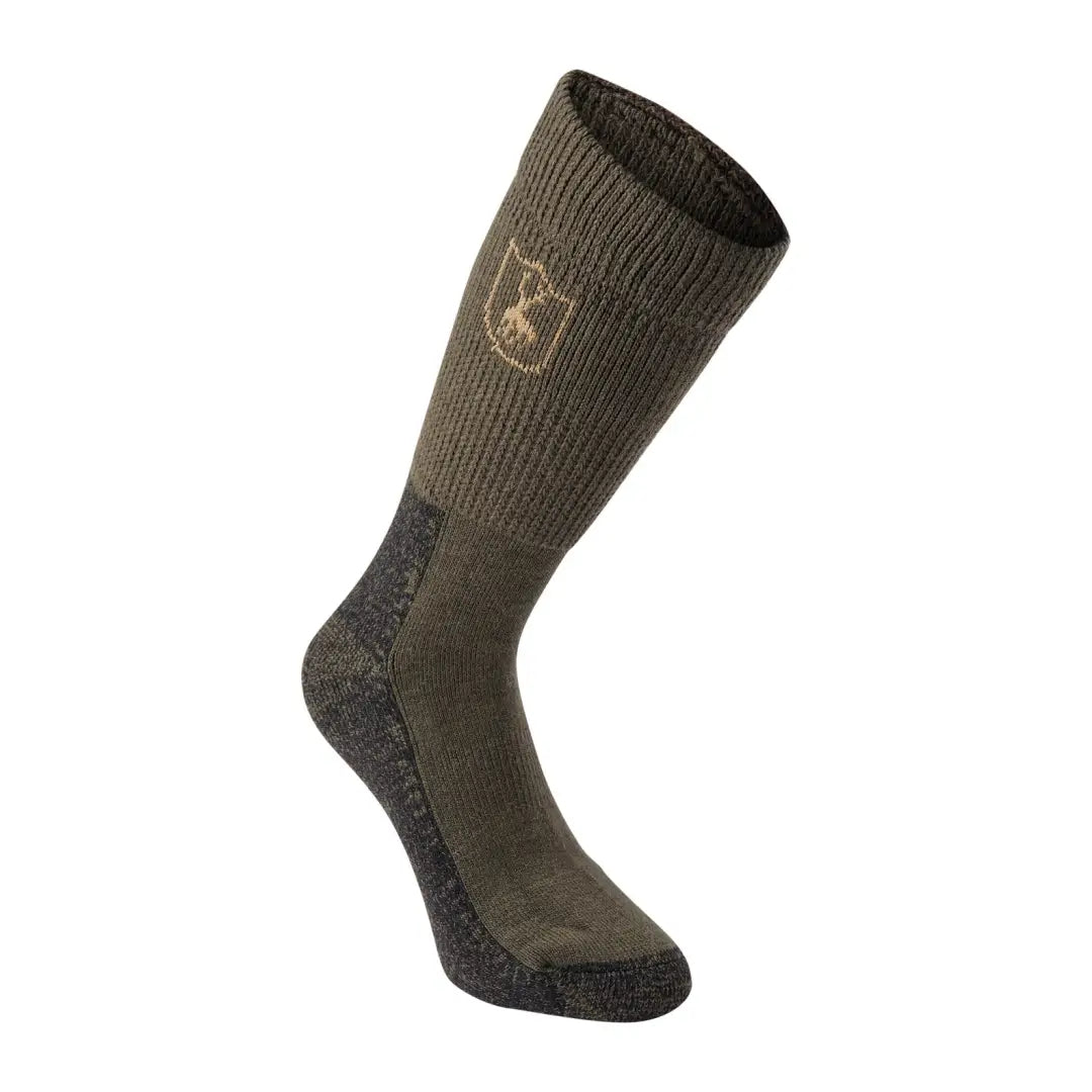 Military-style olive green Deerhunter Wool Socks Deluxe with reinforced sole and star emblem