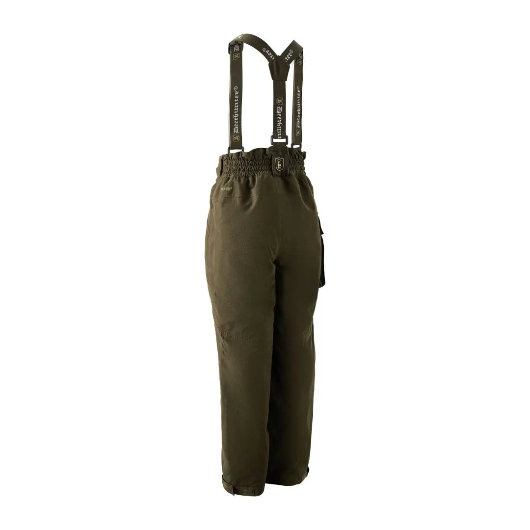 Dark green Deerhunter Youth Eagle Trousers with suspenders for outdoor adventures