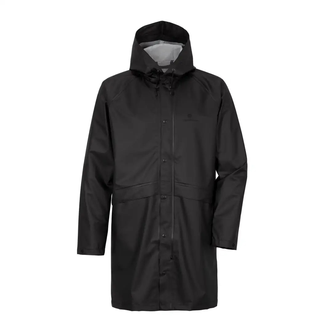 Black Hooded Avon Parka with Zipper Front, Windproof Rain Protection and Storm Flap