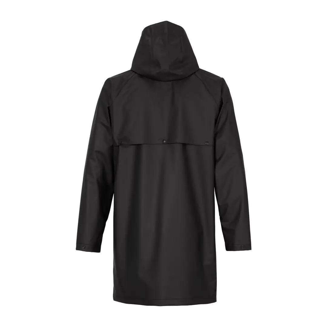 Black hooded Didriksons Avon Parka with back vent, perfect windproof rain protection