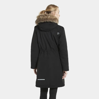 Back view of Didriksons Erika Womens Parka 3 with a fur-trimmed hood