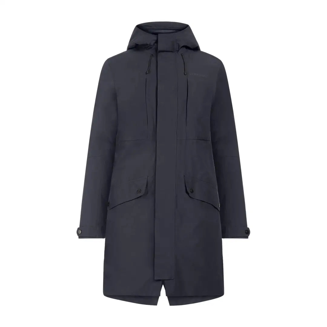 Dark gray Didriksons Falke Parka with pockets, zipper, and a streamlined design