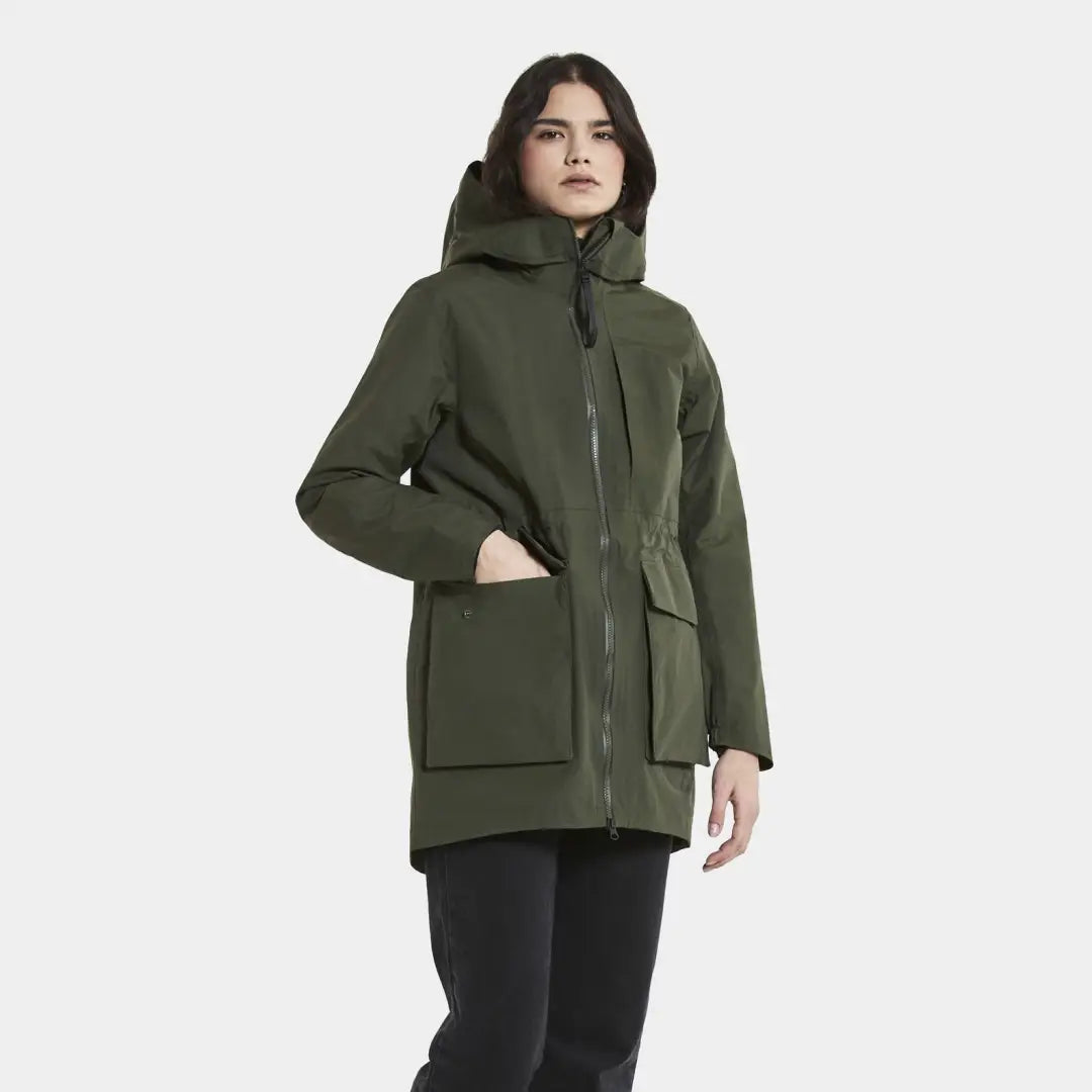 Ladies green parka online