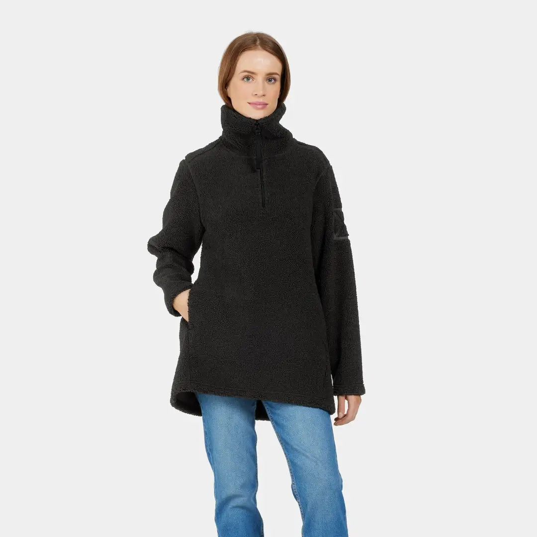 Stylish Black Turtleneck Sweater with High Collar for the Didriksons Marina Sweater