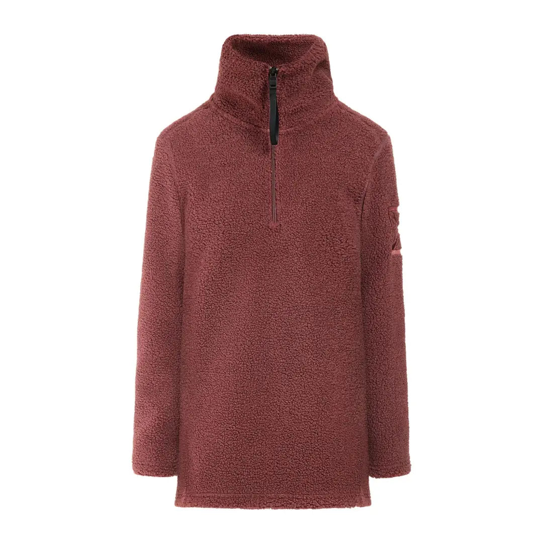 Burgundy Didriksons Marina Half Zip Fleece with high collar and quarter-zip front