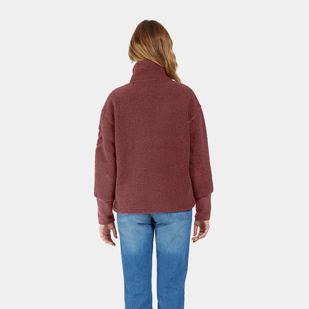 Burgundy Didriksons Mella 3 fleece jacket, perfect for autumn’s crisp winds and style