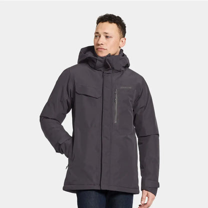 Dark gray Didriksons Stefan Jacket made of dyed polyester polyamide with multiple pockets